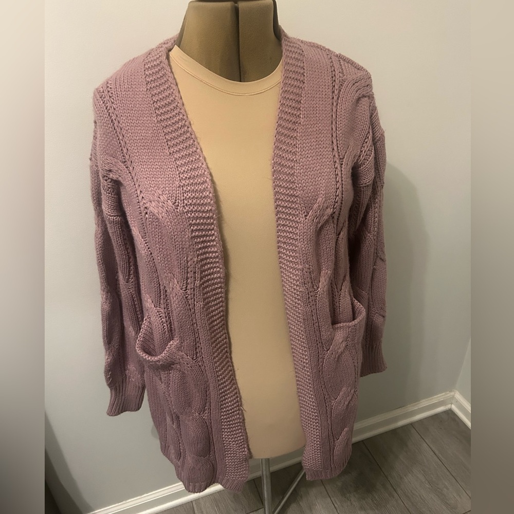 Women's Purple Cable Knit Sweater